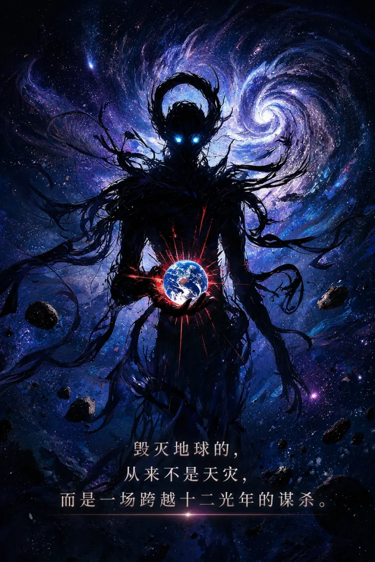 暗色宇宙生命形象手持发光星球的《异星游记》概念视觉